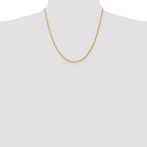 2mm, 14k Yellow Gold, Hollow Wheat Chain Necklace, 20 Inch - Picture 2 of 8